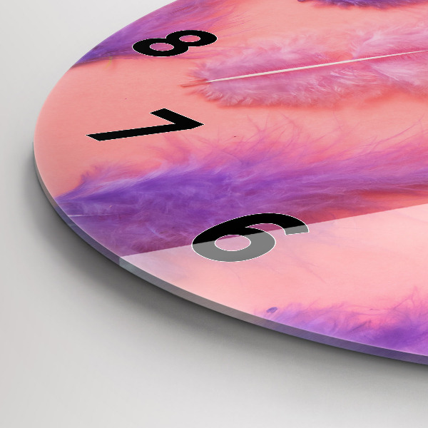 Horloge ronde plumes colorées