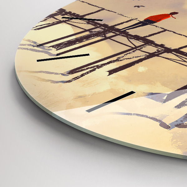 Horloge ronde 'L''homme sur le vieux pont'