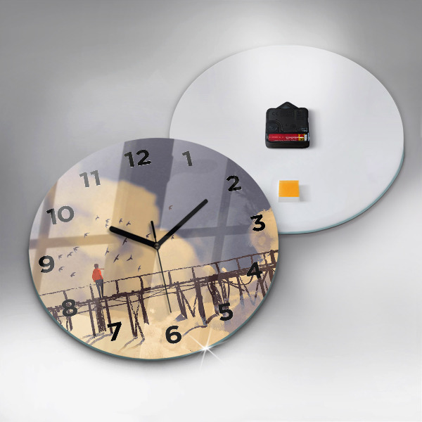 Horloge ronde 'L''homme sur le vieux pont'