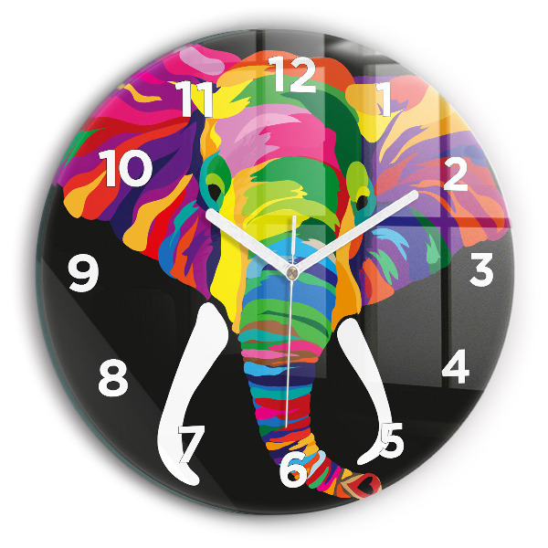 Horloge ronde Éléphant coloré