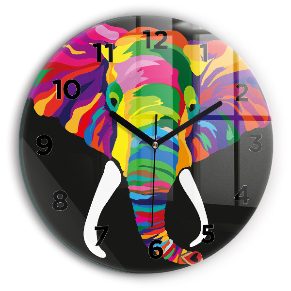Horloge ronde Éléphant coloré