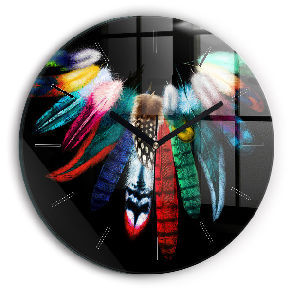 Horloge ronde 'Plumes d''oiseaux colorées'