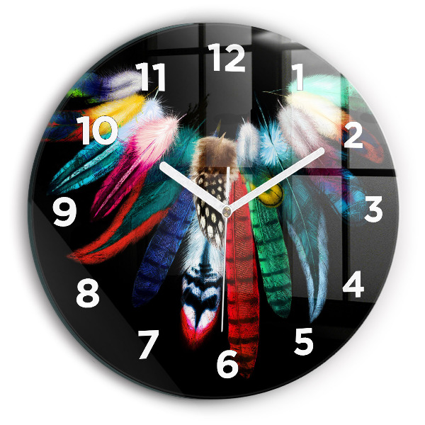 Horloge ronde 'Plumes d''oiseaux colorées'