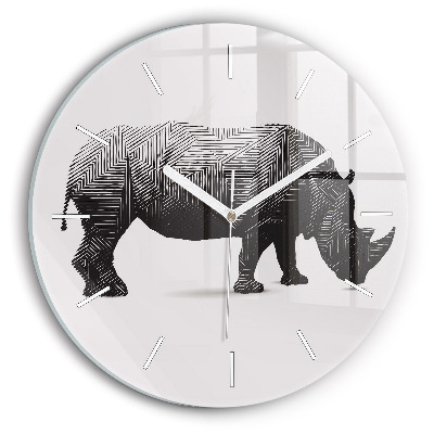 Horloge ronde Dessin au trait de rhinocéros