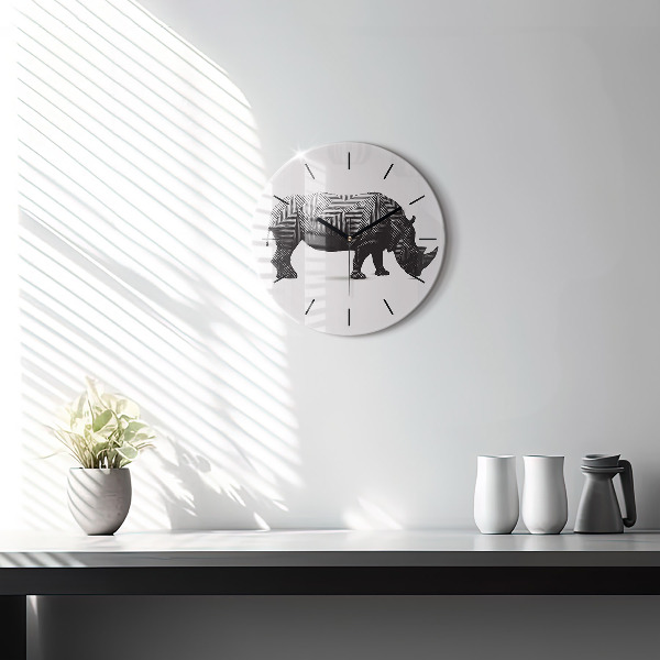 Horloge ronde Dessin au trait de rhinocéros