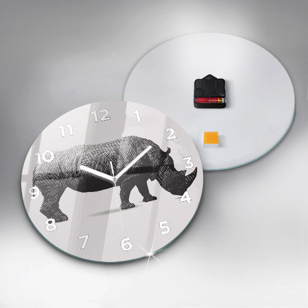 Horloge ronde Dessin au trait de rhinocéros