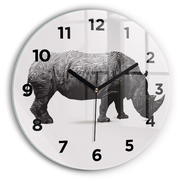 Horloge ronde Dessin au trait de rhinocéros