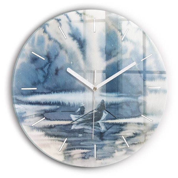 Horloge ronde Pêcheur sur le lac