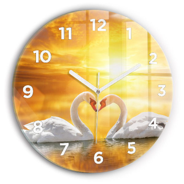 Horloge ronde Cygnes amoureux