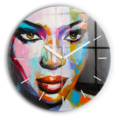 Horloge ronde Visage de femme coloré