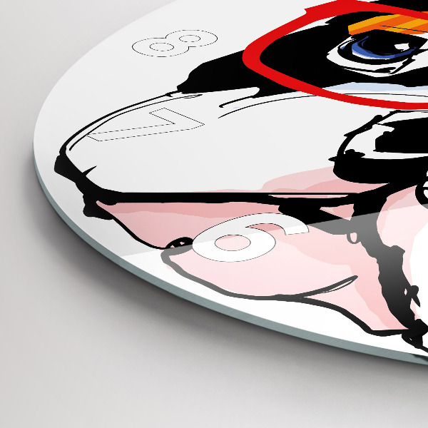 Horloge ronde Bouledogue français avec des lunettes