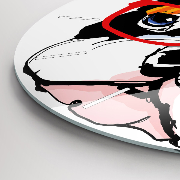 Horloge ronde Bouledogue français avec des lunettes