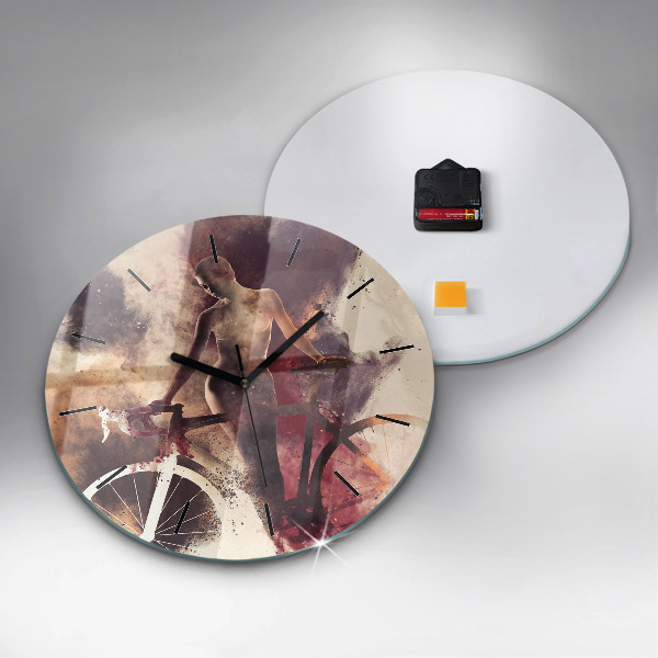 Horloge ronde Femme et vélo
