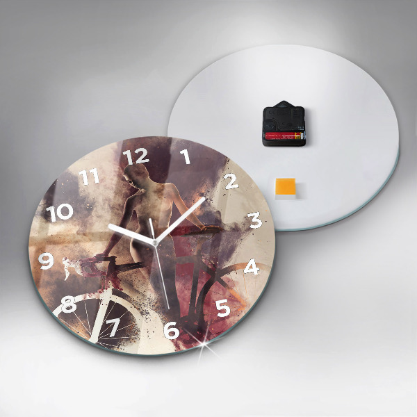 Horloge ronde Femme et vélo