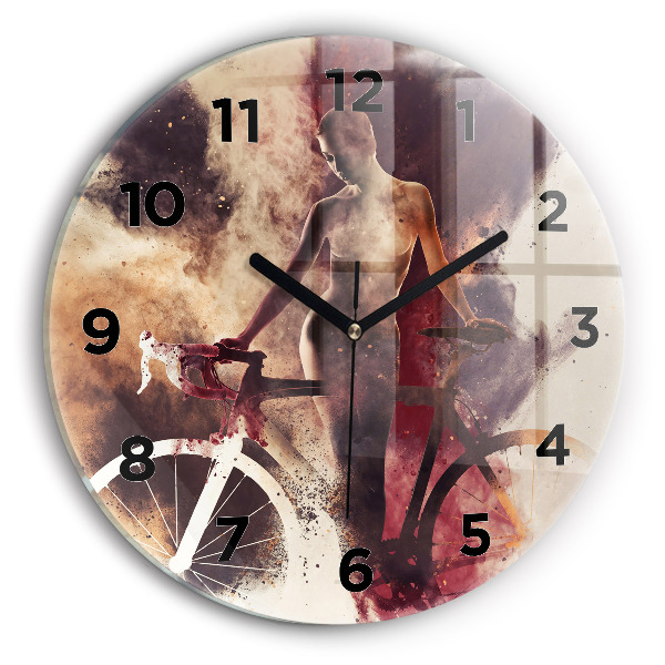 Horloge ronde Femme et vélo