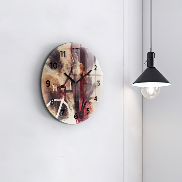 Horloge ronde Femme et vélo