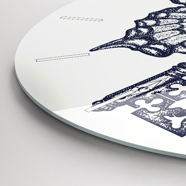 Horloge ronde Papillon et clé - style bohème