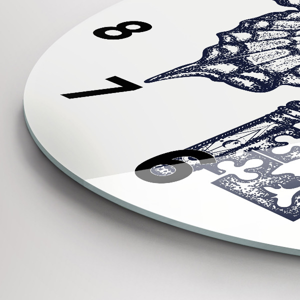 Horloge ronde Papillon et clé - style bohème