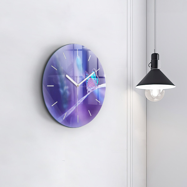 Horloge ronde 'Papillon sur l''herbe'
