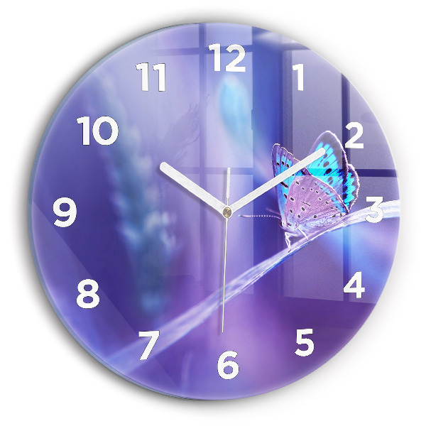 Horloge ronde 'Papillon sur l''herbe'