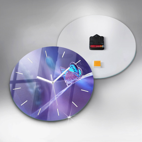 Horloge ronde 'Papillon sur l''herbe'