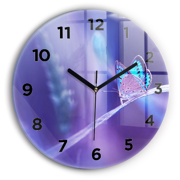 Horloge ronde 'Papillon sur l''herbe'