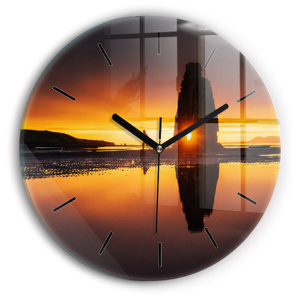 Horloge ronde Coureur et coucher de soleil