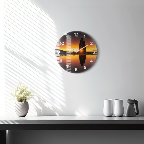 Horloge ronde Coureur et coucher de soleil