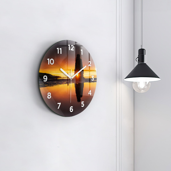 Horloge ronde Coureur et coucher de soleil