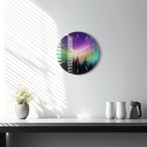Horloge ronde Aurores boréales