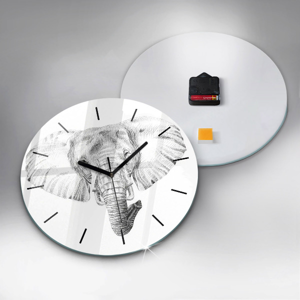 Horloge ronde 'Tête d''éléphant graphique'