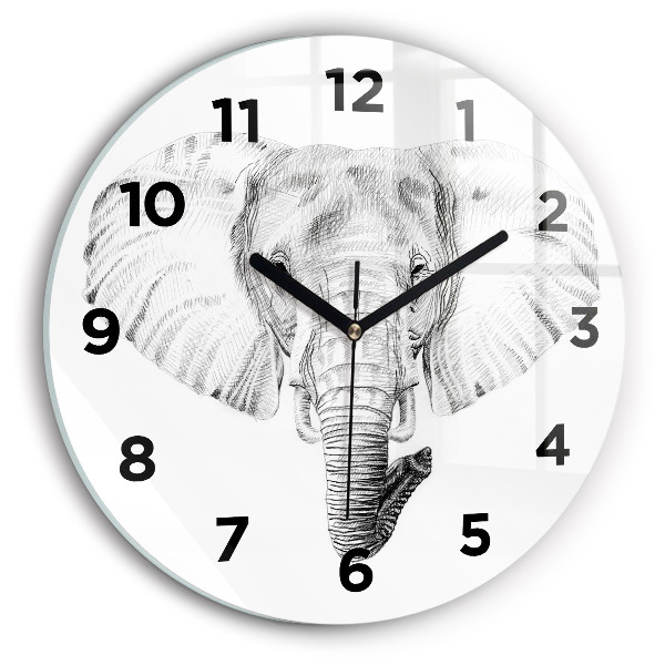 Horloge ronde 'Tête d''éléphant graphique'