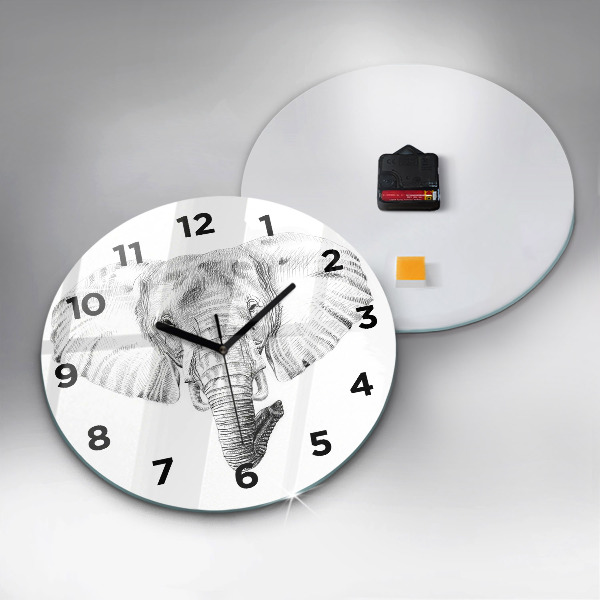 Horloge ronde 'Tête d''éléphant graphique'