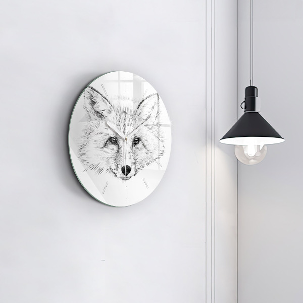 Horloge ronde Tête de renard graphique