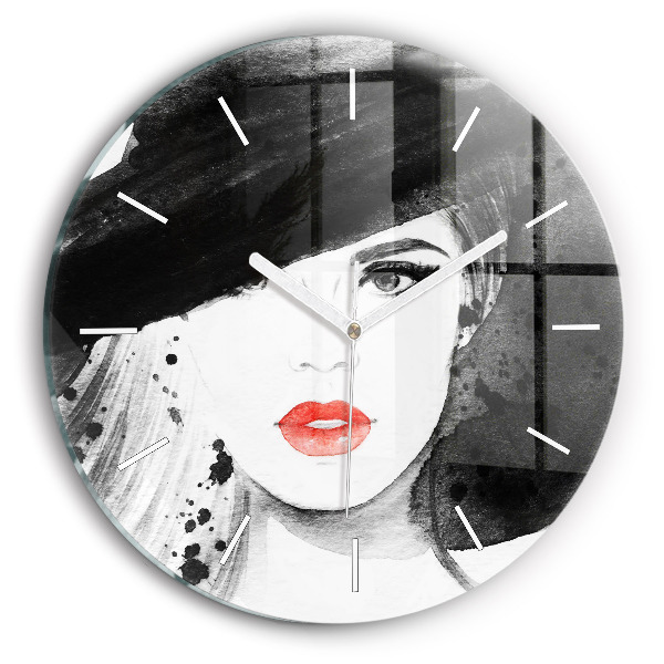 Horloge ronde Femme au chapeau