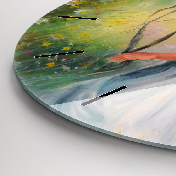 Horloge ronde Belle femme avec un cheval