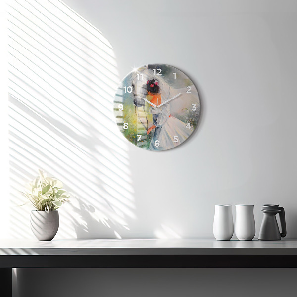 Horloge ronde Belle femme avec un cheval