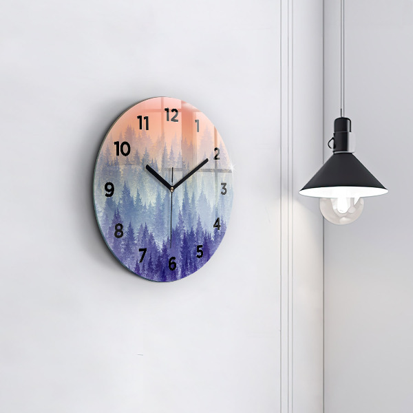 Horloge ronde Forêt dans le brouillard