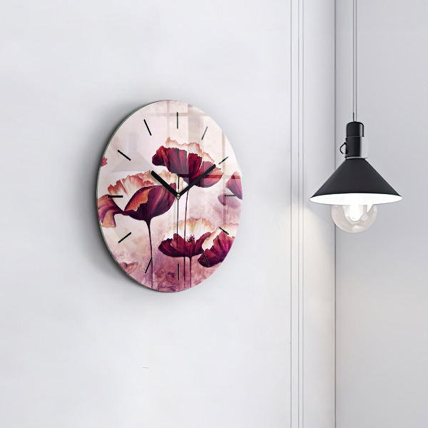 Horloge ronde Coquelicots en fleurs