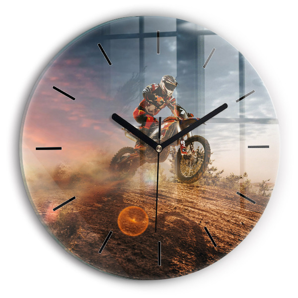 Horloge ronde Homme sur une moto