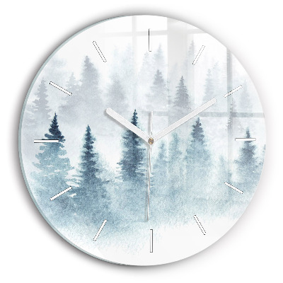 Horloge ronde 'Forêt d''hiver'