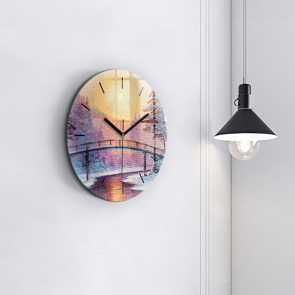 Horloge ronde Sapin de Noël et pont