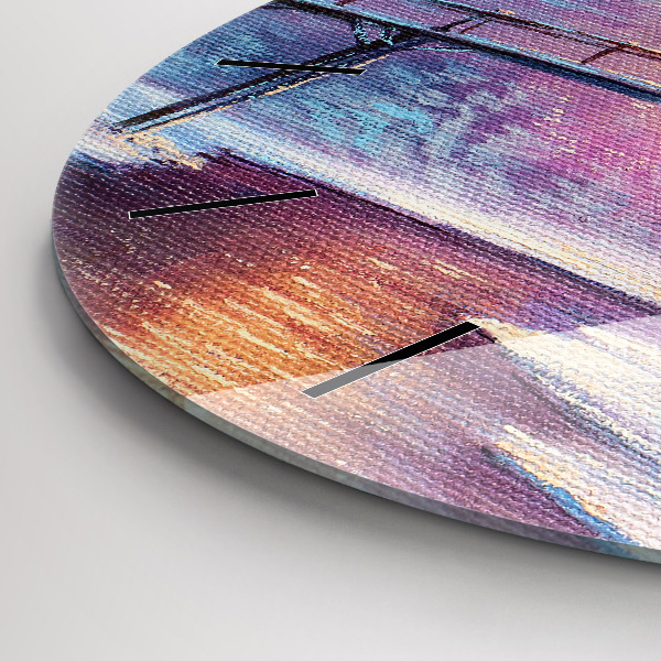 Horloge ronde Sapin de Noël et pont