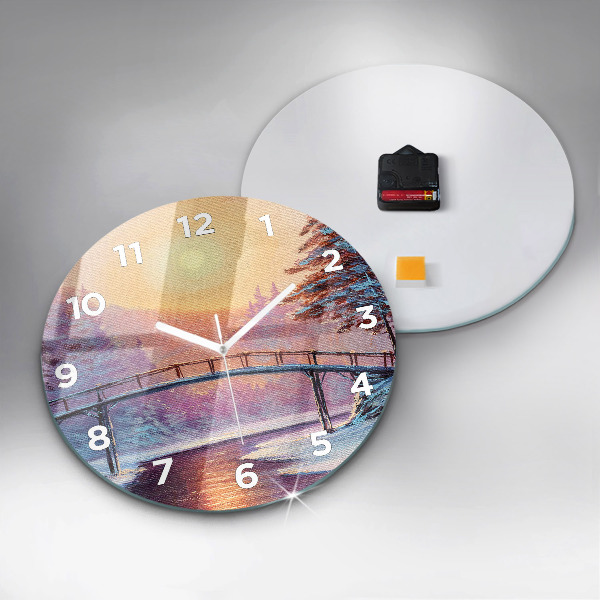 Horloge ronde Sapin de Noël et pont