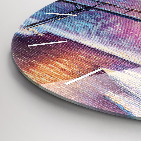 Horloge ronde Sapin de Noël et pont