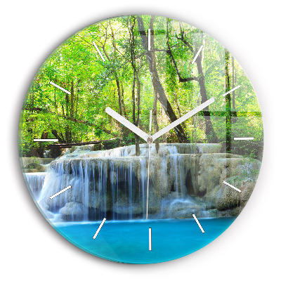 Horloge ronde Cascade dans la forêt