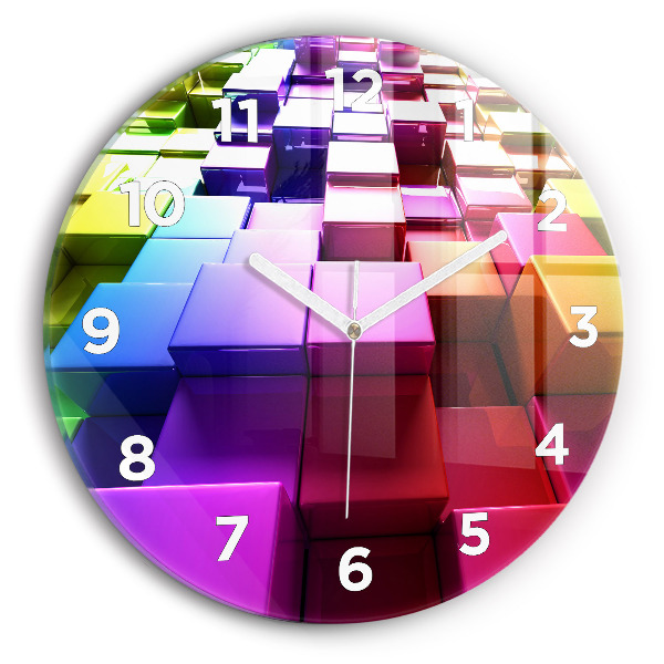 Horloge ronde Cubes colorés