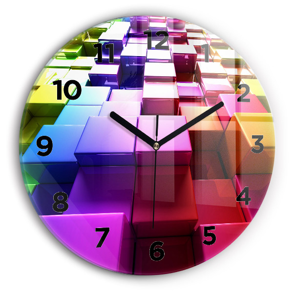 Horloge ronde Cubes colorés