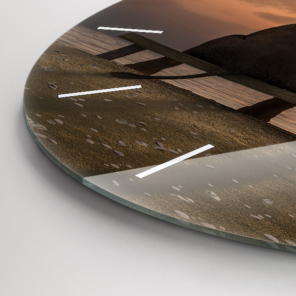 Horloge ronde Animaux et coucher de soleil