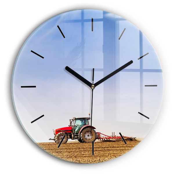 Horloge ronde Un agriculteur sur un tracteur